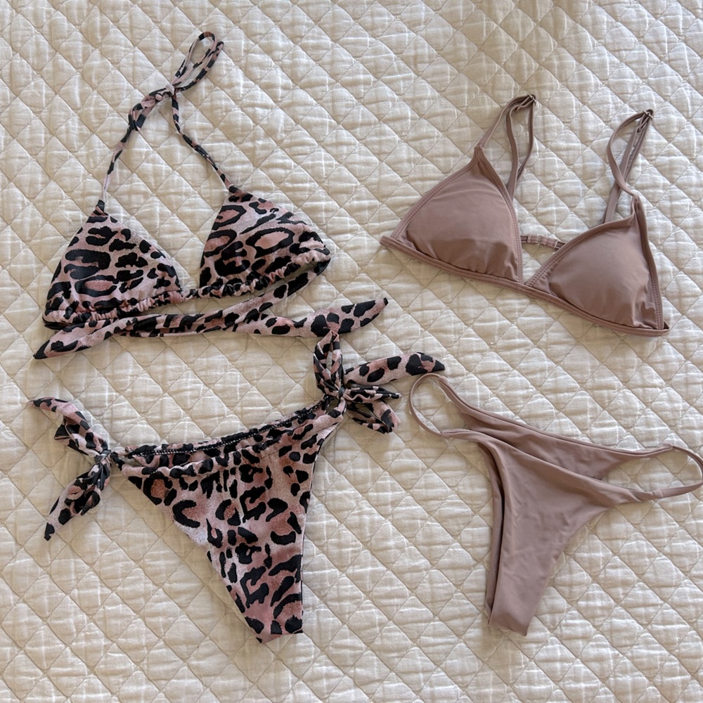 SHEIN leopard print bikini and mauve bikini size small